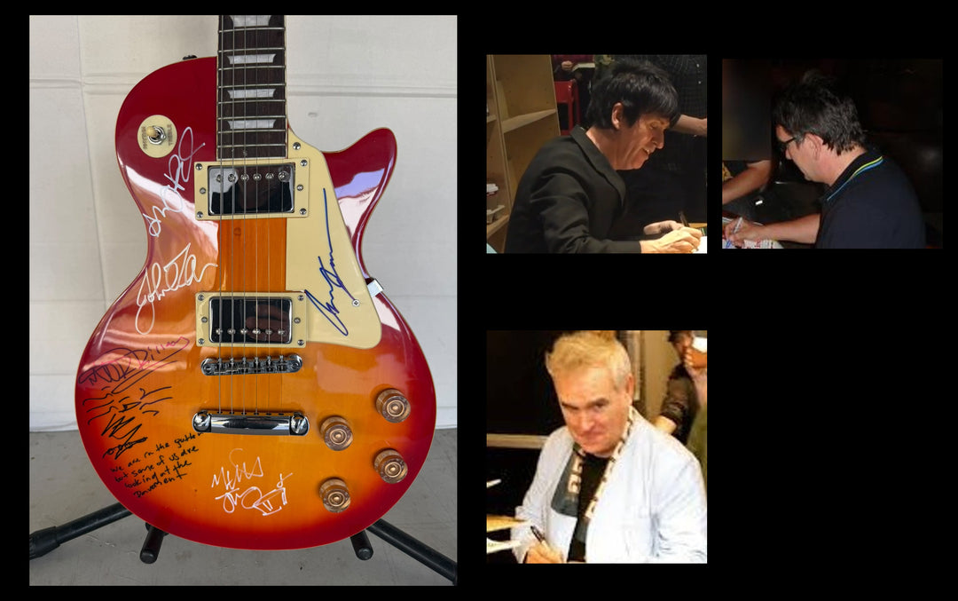 The Smiths Morrisey with sketch and lyrics, Johnny Marr, Andy Rourke, Mike Joyce vintage cherry les paul electric guitar signed with photo proof and full provenance & CHAT GPT Authentication analysis - AA09260250 - image 8
