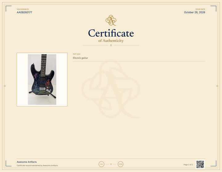 Guns N' Roses Axl Rose, Izzy Stradlin, Duff McKagan and Matt Sorum full size Lightning electric guitar signed with proof and full provenance & CHAT GPT Authentication analysis - AA09260177 - image 8
