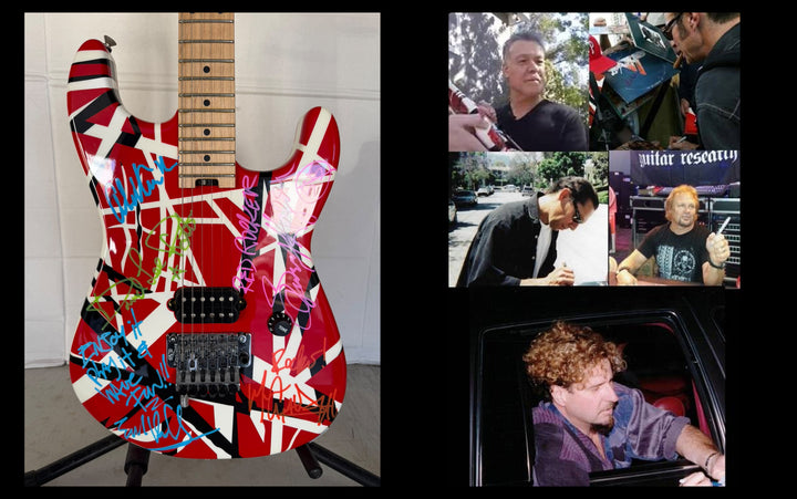 EVH Eddie Van Halen Alex Van Halen, David Lee Roth, Michael Anthony,  Sammy Hagar Stratocater Stripe Series electric guitar igned with full certification, AI verification analysis & photo proof - AA09260189 - image 8