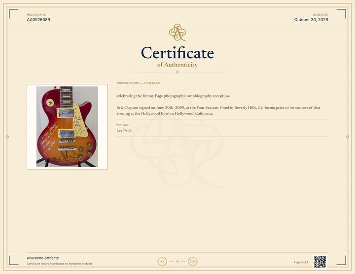 Jeff Beck (inscribed) Eric Clapton (sketch), Jimmy Page (Inscribed)  vintage Cherry les paul electric guitar signed with photo proof and full provenance & CHAT GPT Authentication analysis - AA0926089 - image 9