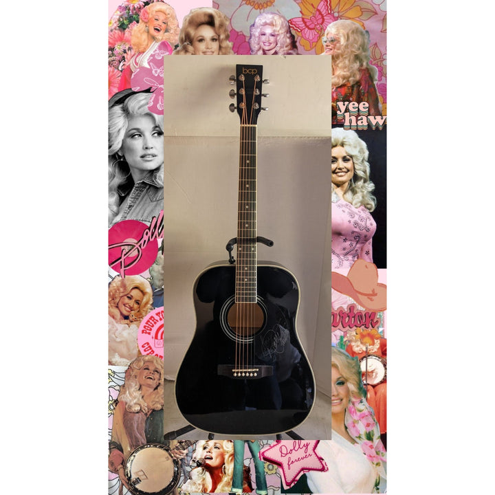 Dolly Parton 41' full size acoustic guitar signed with proof