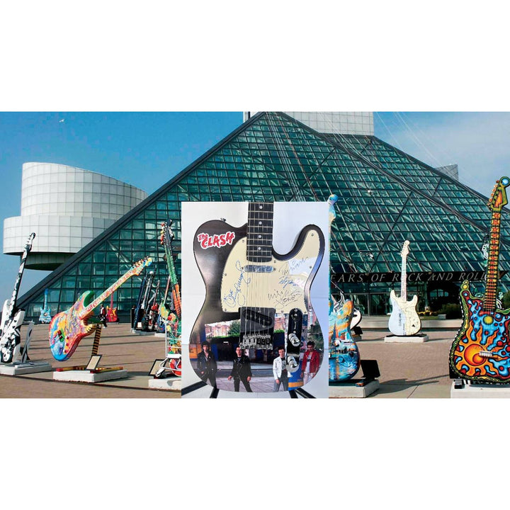 Clash, Joe Strummer, Mick Jones, Paul Simonon, Topper Headon, ONE OF A KIND telecaster, electric guitar, signed, with proof.