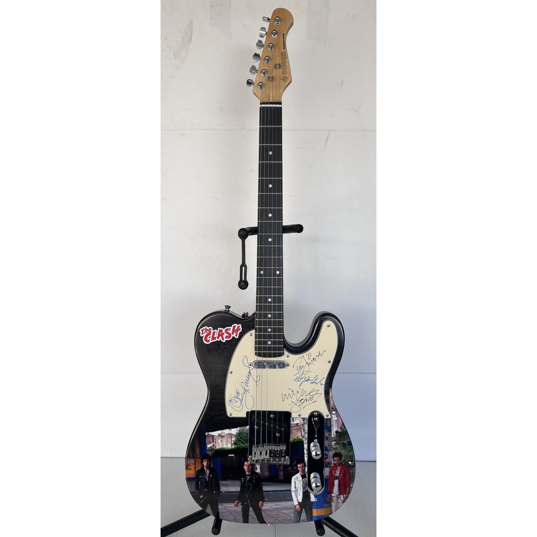 Clash, Joe Strummer, Mick Jones, Paul Simonon, Topper Headon, ONE OF A KIND telecaster, electric guitar, signed, with proof.