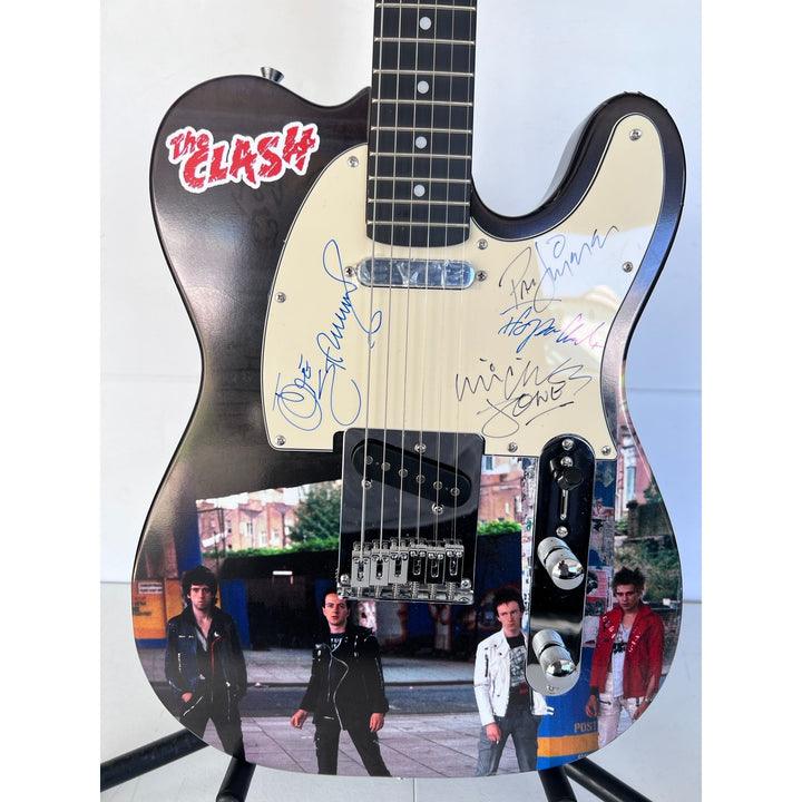 Clash, Joe Strummer, Mick Jones, Paul Simonon, Topper Headon, ONE OF A KIND telecaster, electric guitar, signed, with proof.