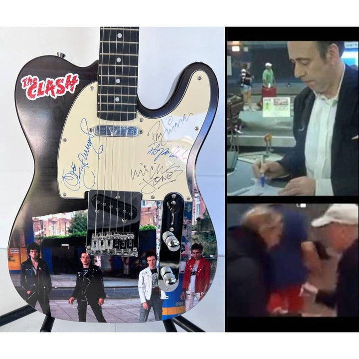 Clash, Joe Strummer, Mick Jones, Paul Simonon, Topper Headon, ONE OF A KIND telecaster, electric guitar, signed, with proof.