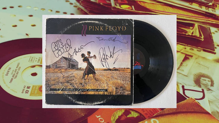 Pink Floyd David Gilmour, Roger Waters, Richard Wright, Nick Mason signed LP