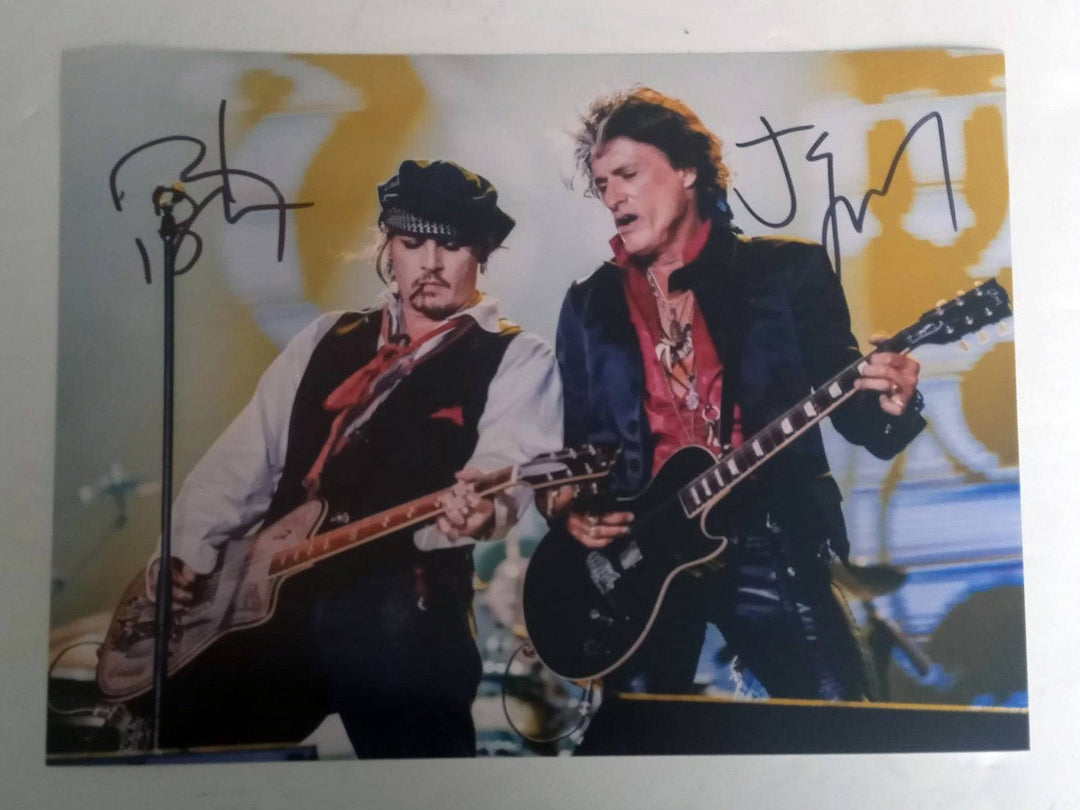 Hollywood Vampires Johnny Depp and Joe Perry 8 x 10 photo signed with proof - Awesome Artifacts 