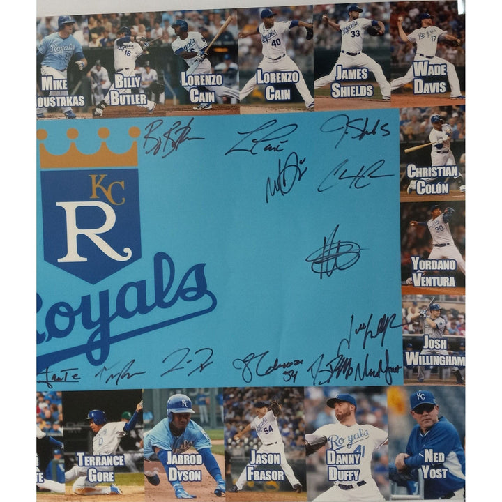 2015 Kansas City Royals Salvador Perez, Yordano Ventura, Alex Gordon 20x30 photo with proof - Awesome Artifacts 