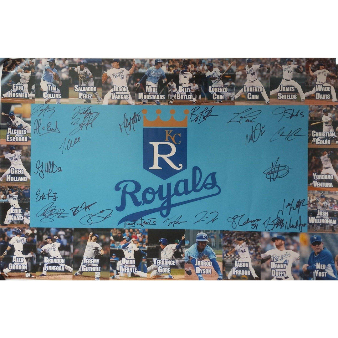 2015 Kansas City Royals Salvador Perez, Yordano Ventura, Alex Gordon 20x30 photo with proof - Awesome Artifacts 