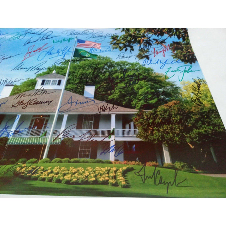 38 Masters champions Tiger Woods, Phil Mickelson, Arnold Palmer 16 x 20 signed with proof