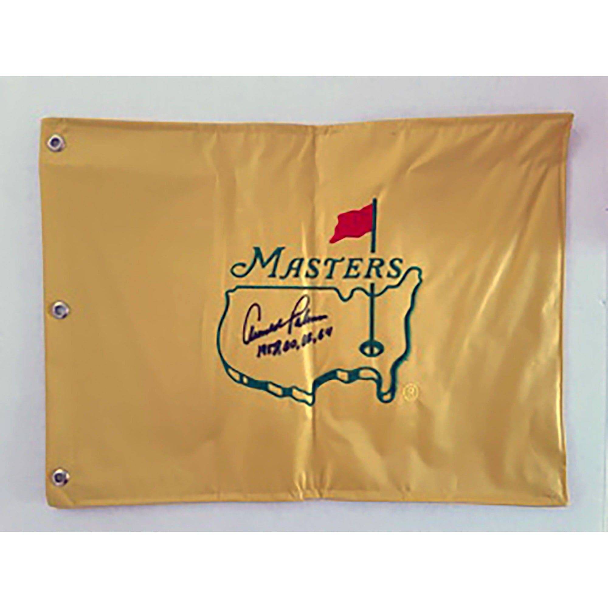 Arnold Palmer Masters pin flag signed and inscribed with proof - Awesome Artifacts 