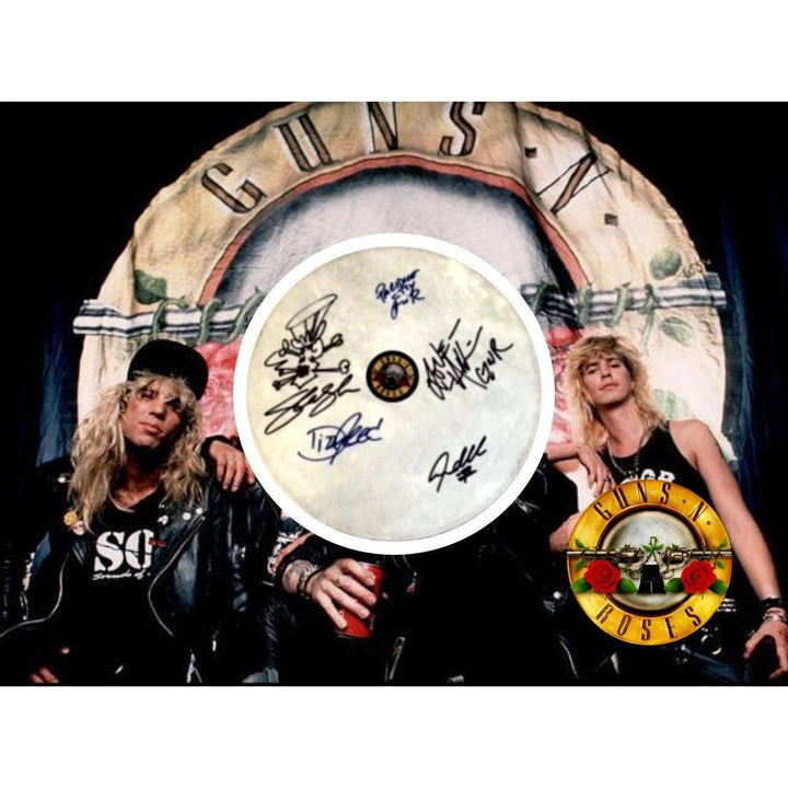 Axl Rose Slash Steve Adler Duff McKagan Guns and Roses tambourine signed with proof