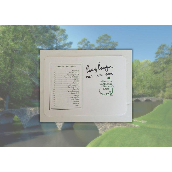 Billy Casper Masters scorecard signed with proof