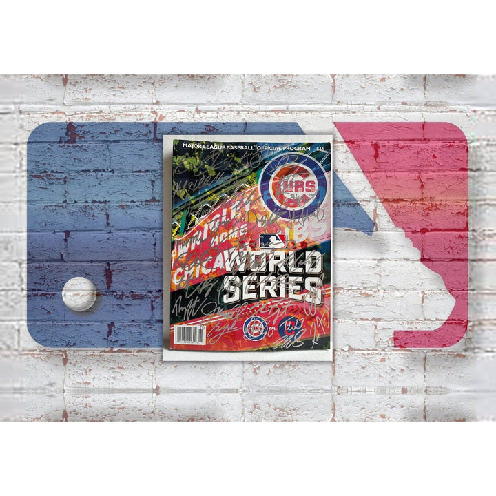 Chicago Cubs World Series program team signed with proof