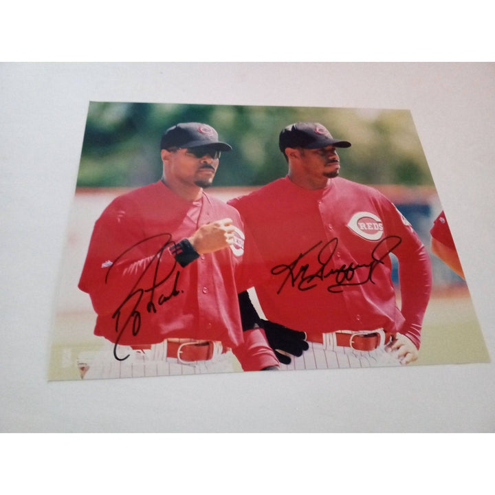 Cincinnati Reds Barry Larkin and Ken Griffey Jr. 8 by 10 signed photo with proof