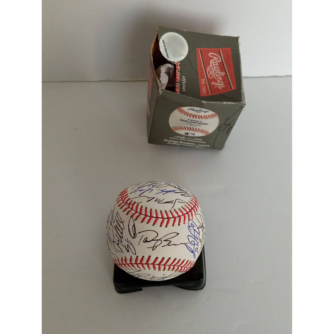 Curt Schilling, Pedro Martinez, David Ortiz 2007 Boston Red Sox team signed MLB baseball with proof