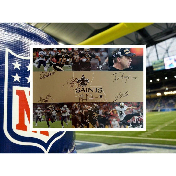 Drew Brees Sean Payton Marcus Colston Devery Henderson Jeremy Shockey Mark Ingram 16 x 20 photo signed with proof