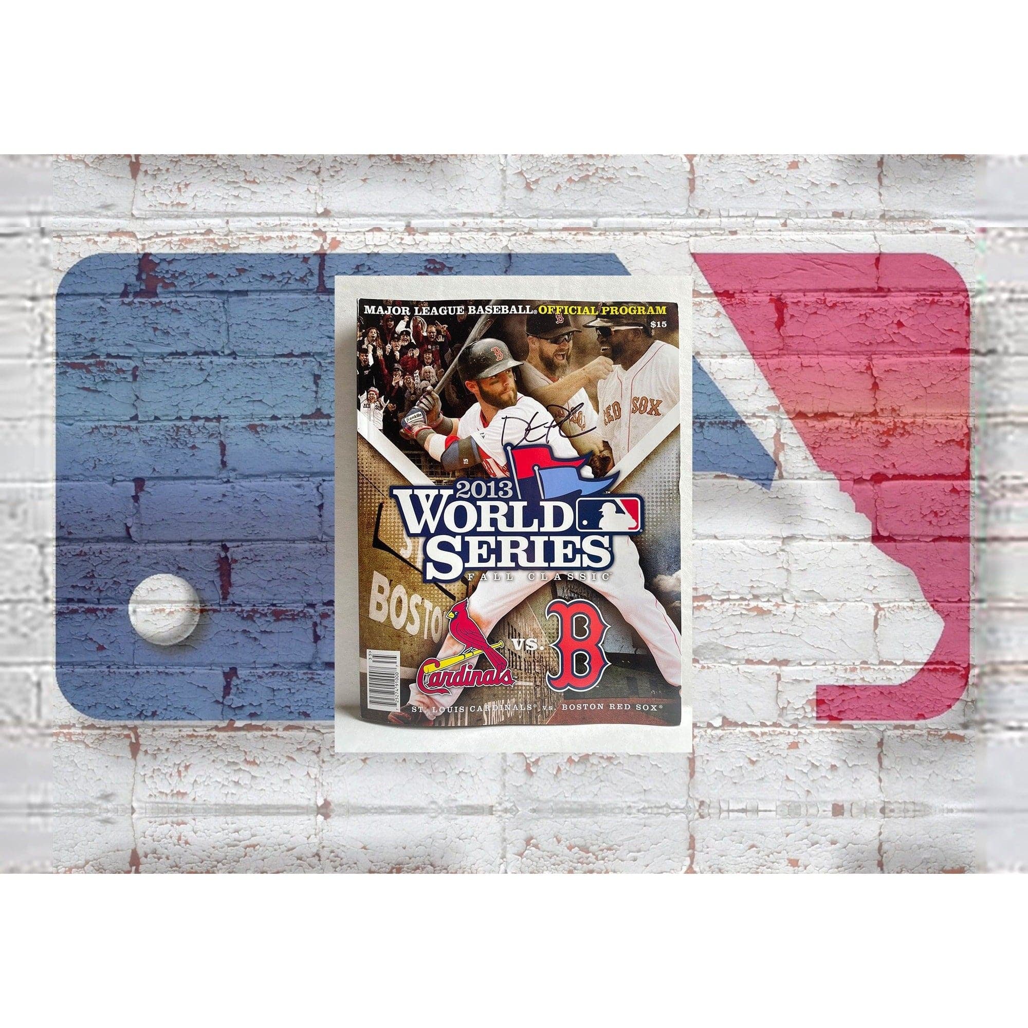 Dustin Pedroia 2013 World Series program signed with proof