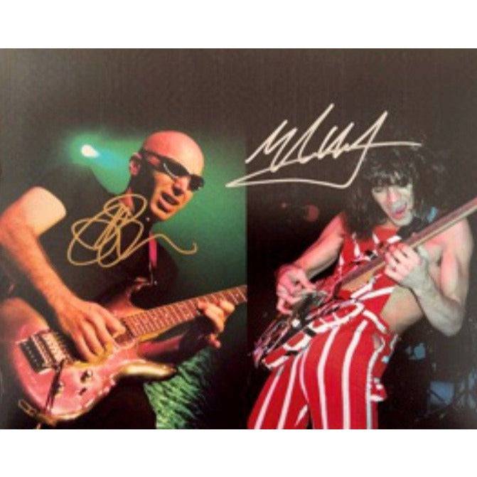 Eddie Van Halen and Joe Satriani 8 x 10 signed photo with proof