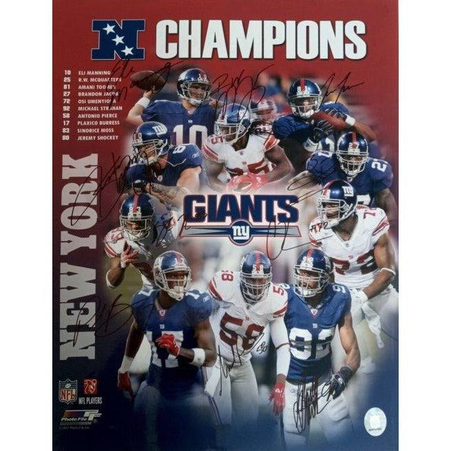 Eli Manning Brandon Jacobs Michael Strahan OSI Umenyiora Jeremy Shockey New York Giants 16 x 20 photo signed with proof - Awesome Artifacts 