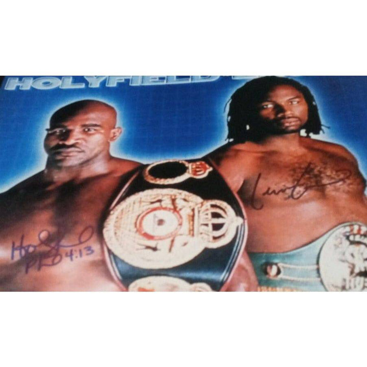 Evander Holyfield and Lennox Lewis 16 x 20 photo signed with proof - Awesome Artifacts 