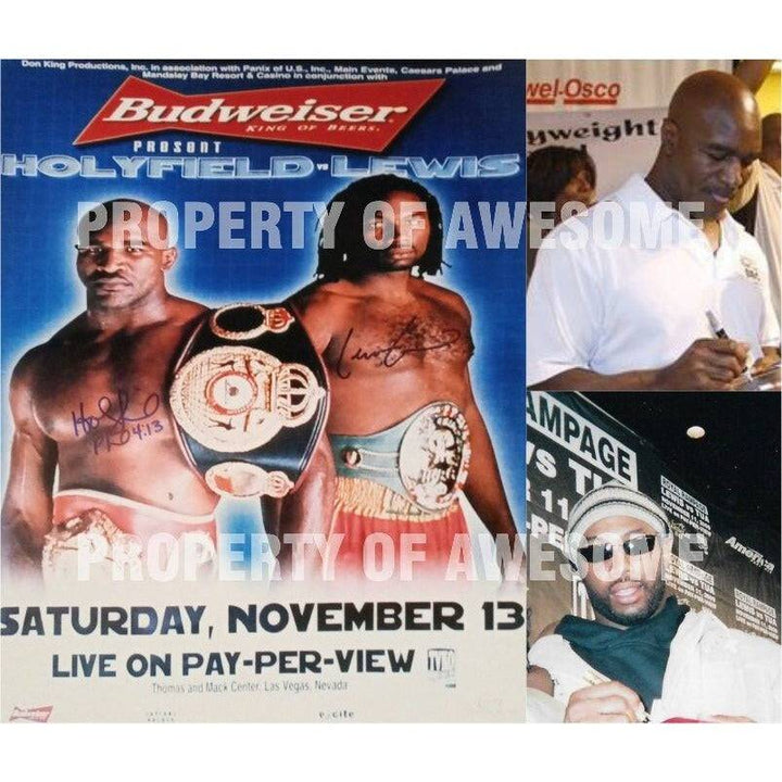 Evander Holyfield and Lennox Lewis 16 x 20 photo signed with proof - Awesome Artifacts 