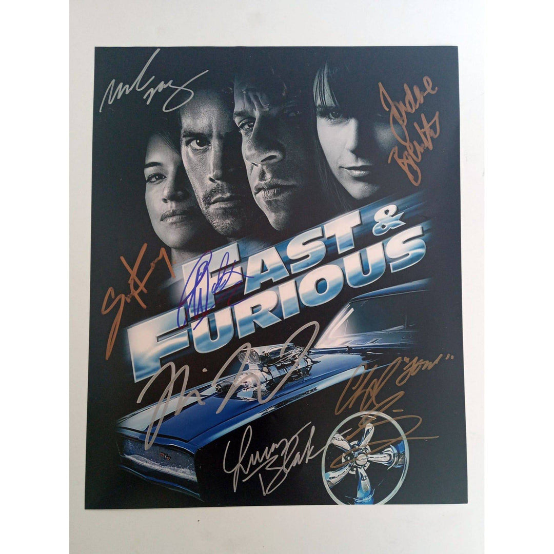 Fast and Furious Paul Walker, Vin Diesel 11 by 14 photo signed with proof