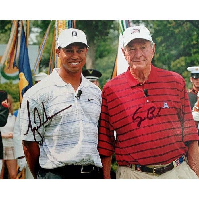 George Herbert Walker Bush and Tiger Woods 8 x 10 photo signed with proof