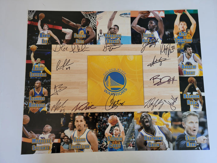 Golden State Warriors Steph Curry Draymond Green Klay Thompson team signed 16 x 20 photo