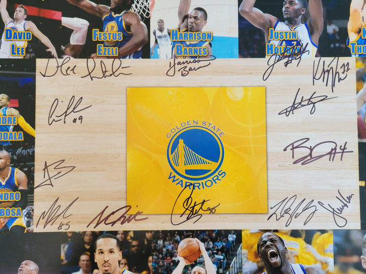 Golden State Warriors Steph Curry Draymond Green Klay Thompson team signed 16 x 20 photo