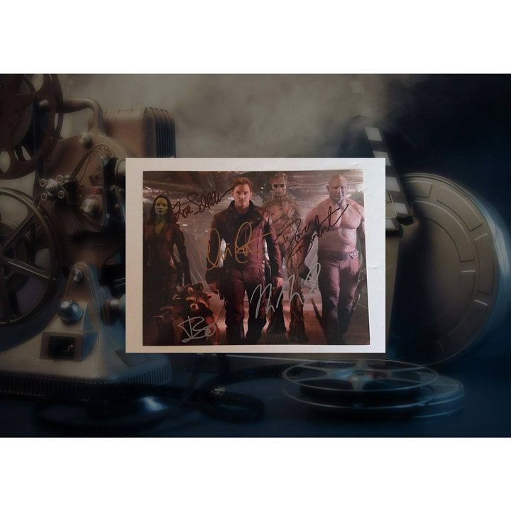 Guardians of the Galaxy Zoe Saldana, Chris Pratt, Dave Bautista, Vin Diesel, Bradley Cooper 8 by 10 signed photo with proof