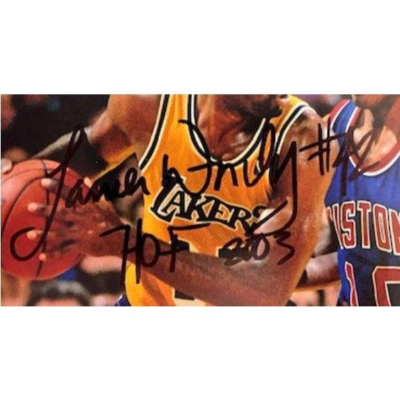 James Worthy Los Angeles Lakers 5 x 7 photo sign with proof