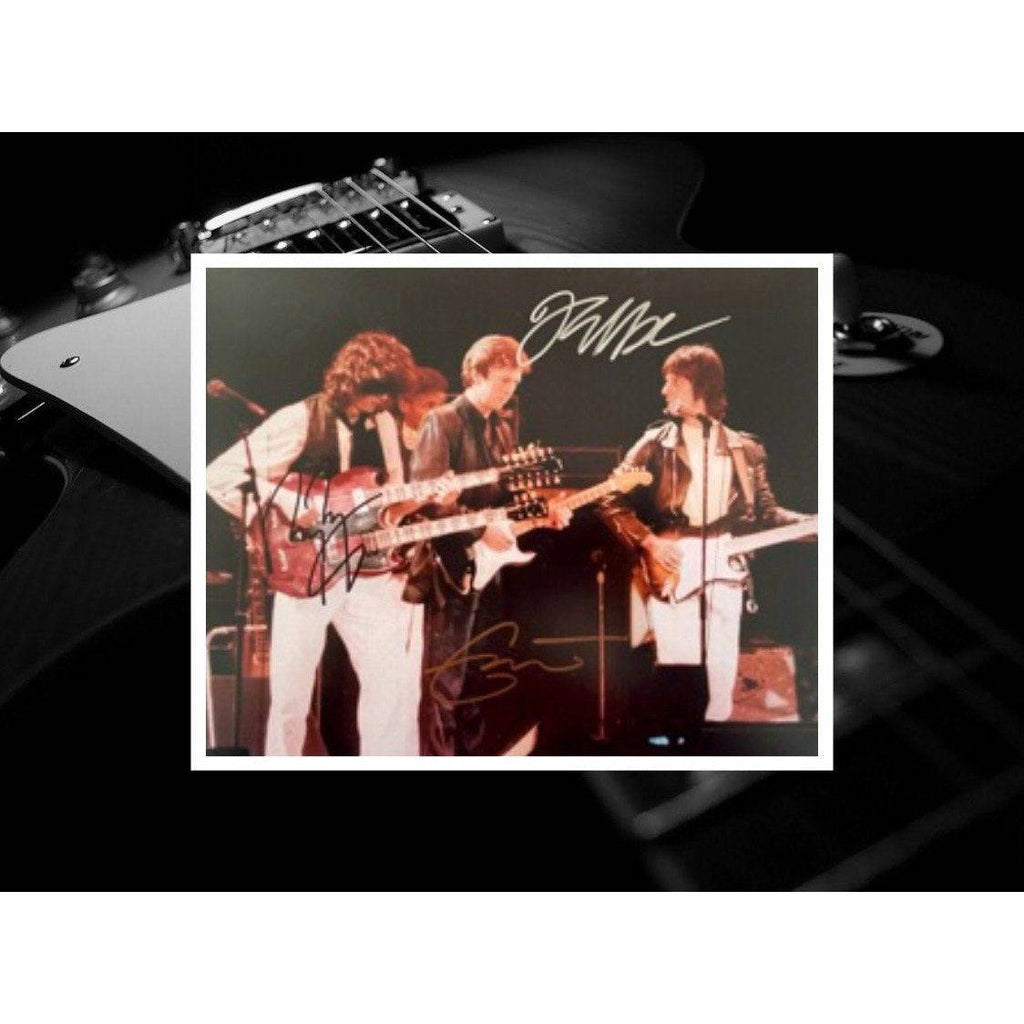 Jeff Beck Jimmy Page and Eric Clapton 8 x 10 signed photo with proof