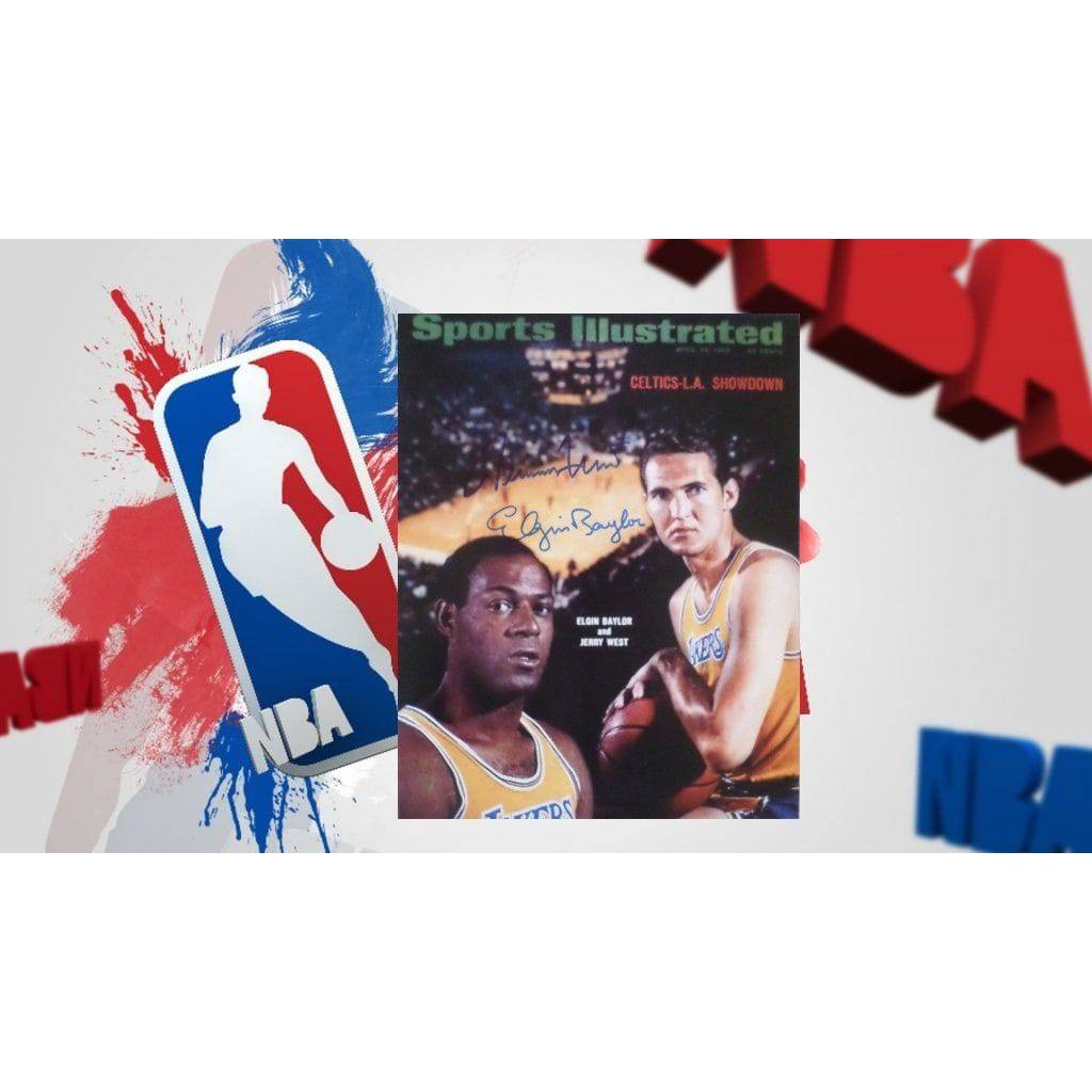 Jerry West and Elgin Baylor Los Angeles Lakers 8 by 10 signed photo