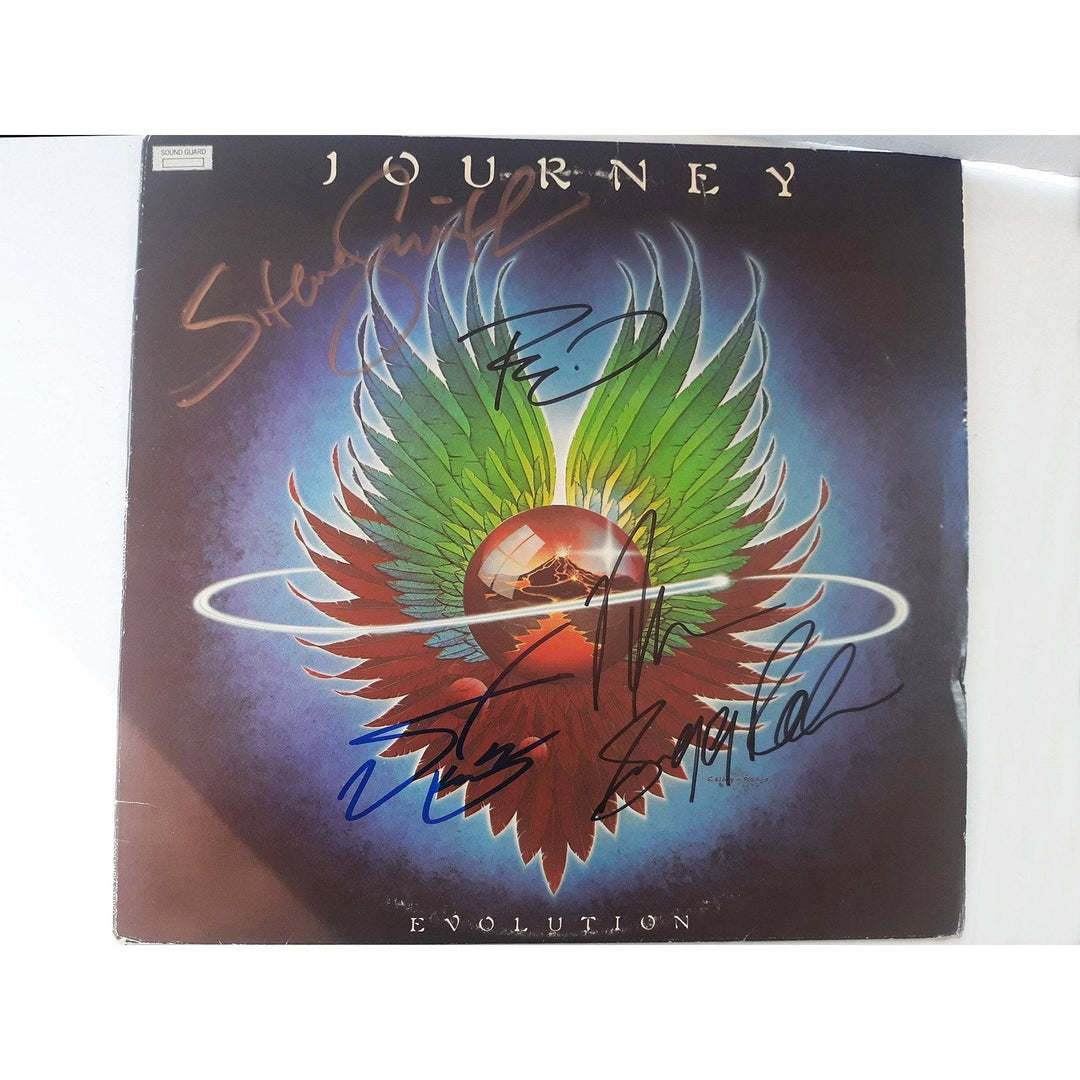 Journey Evolution Steve Smith, Ross Valory, Neal Schon, Steve Perry LP and vinyl signed with proof