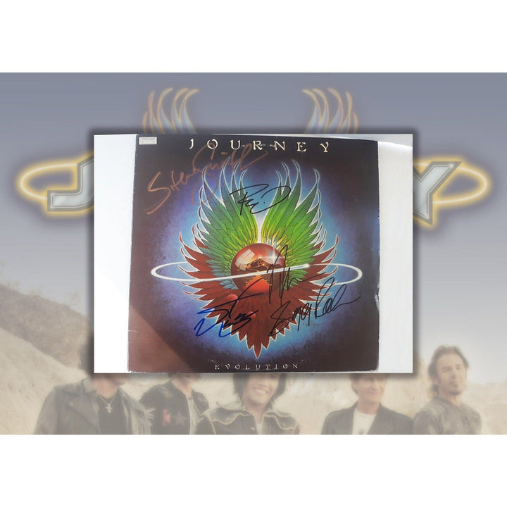 Journey Evolution Steve Smith, Ross Valory, Neal Schon, Steve Perry LP and vinyl signed with proof