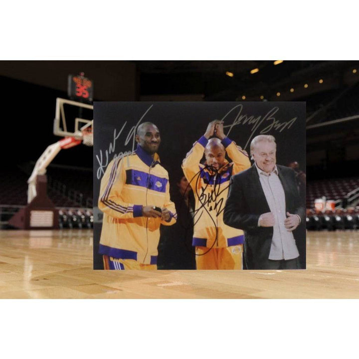 Kobe Bryant Jerry Buss and Derek Fisher 8 x 10 signed photo