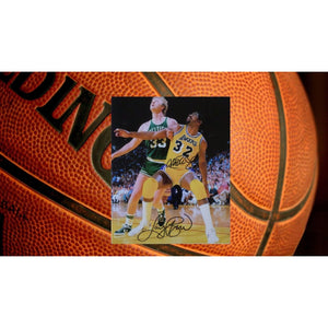 Larry Bird and Magic Johnson 8 by 10 signed photo