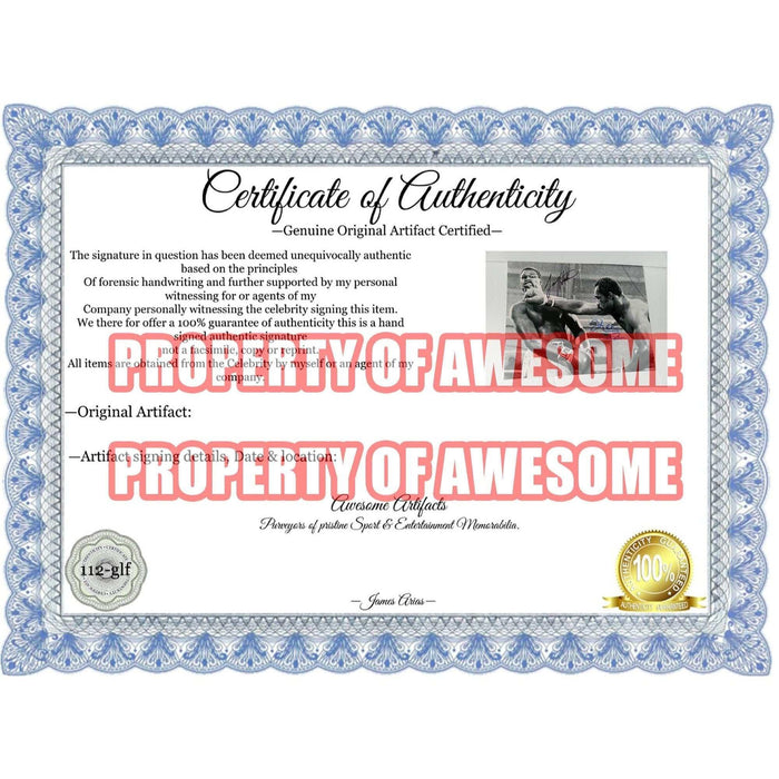Certificate of Authenticity for Larry Holmes and Ken Norton 11 by 14 signed photo with proof
