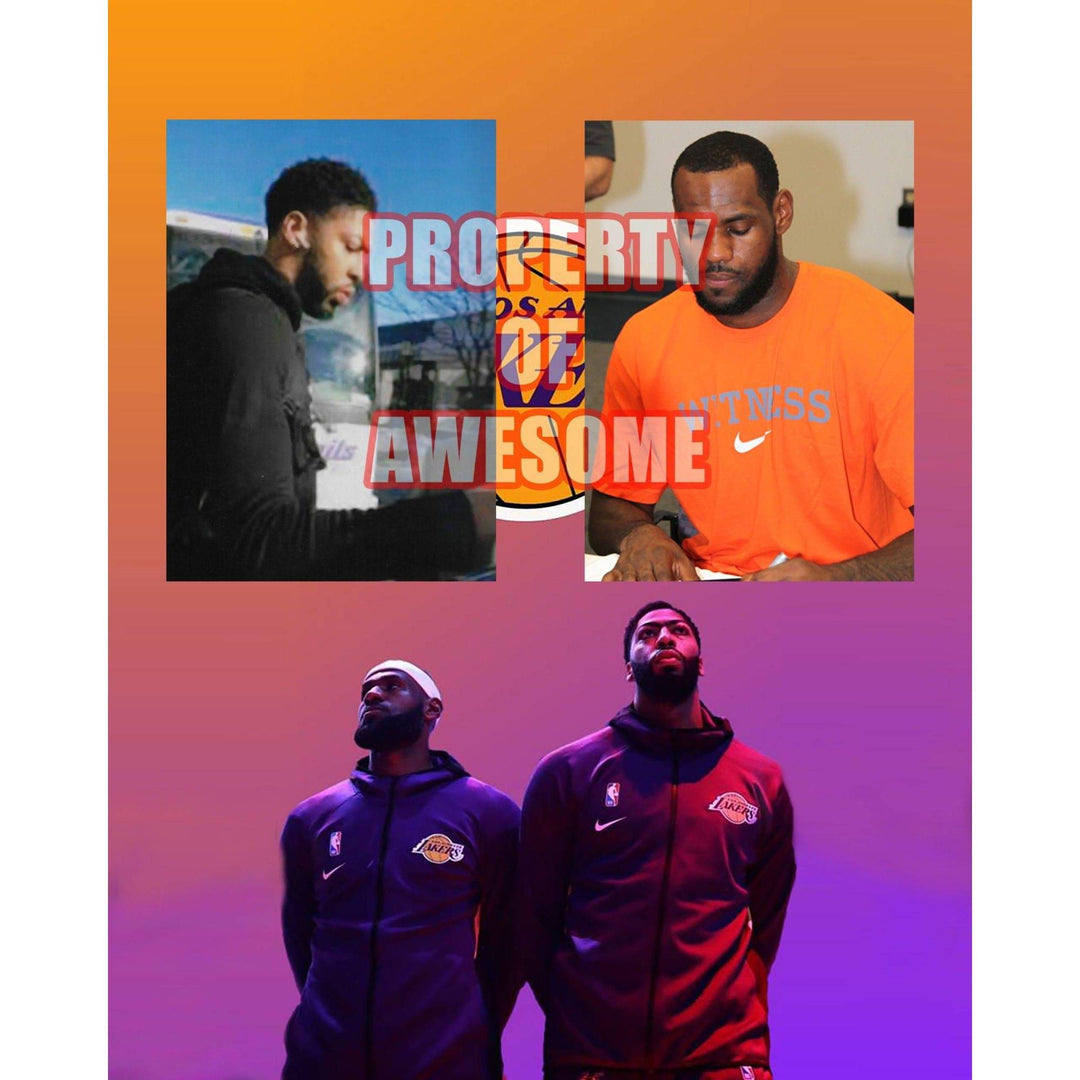 LeBron James, Anthony Davis 2019-20 Los Angeles Lakers team signed with proof