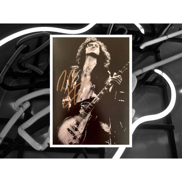 Led Zeppelin Jimmy Page 5 by 7 photo signed with proof