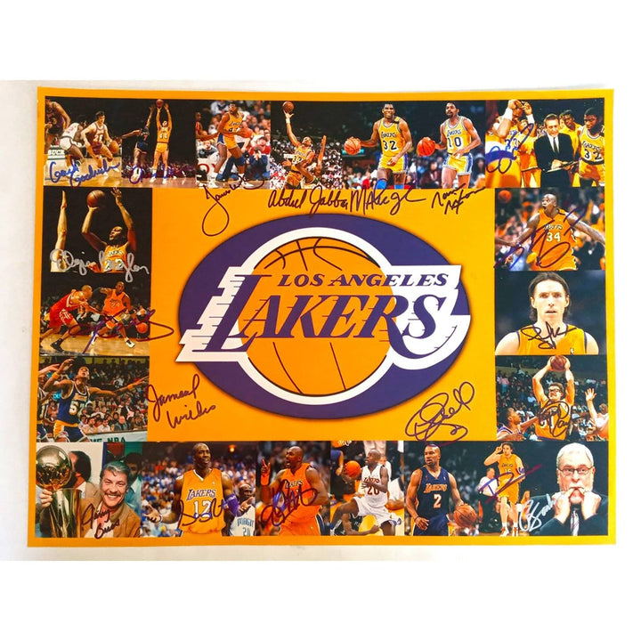 Los Angeles Lakers Kobe Bryant, Jerry West, Elgin Baylor, Shaquille O'Neal Magic Johnson 16 x 20 signed with proof