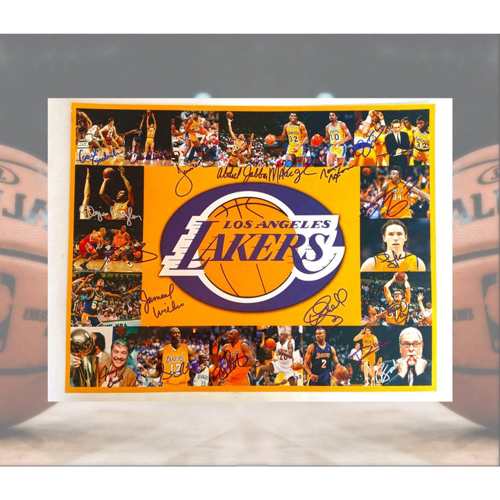 Los Angeles Lakers Kobe Bryant, Jerry West, Elgin Baylor, Shaquille O'Neal Magic Johnson 16 x 20 signed with proof