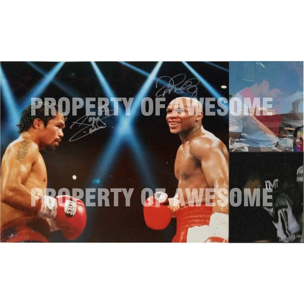 Manny Pacman Pacquiao and Floyd Money Mayweather 16 x 20 photo signed with proof needed to get - Awesome Artifacts 