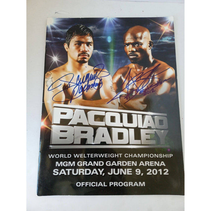 Manny Pacquiao and Timothy Bradley full authentic program signed with proof - Awesome Artifacts 