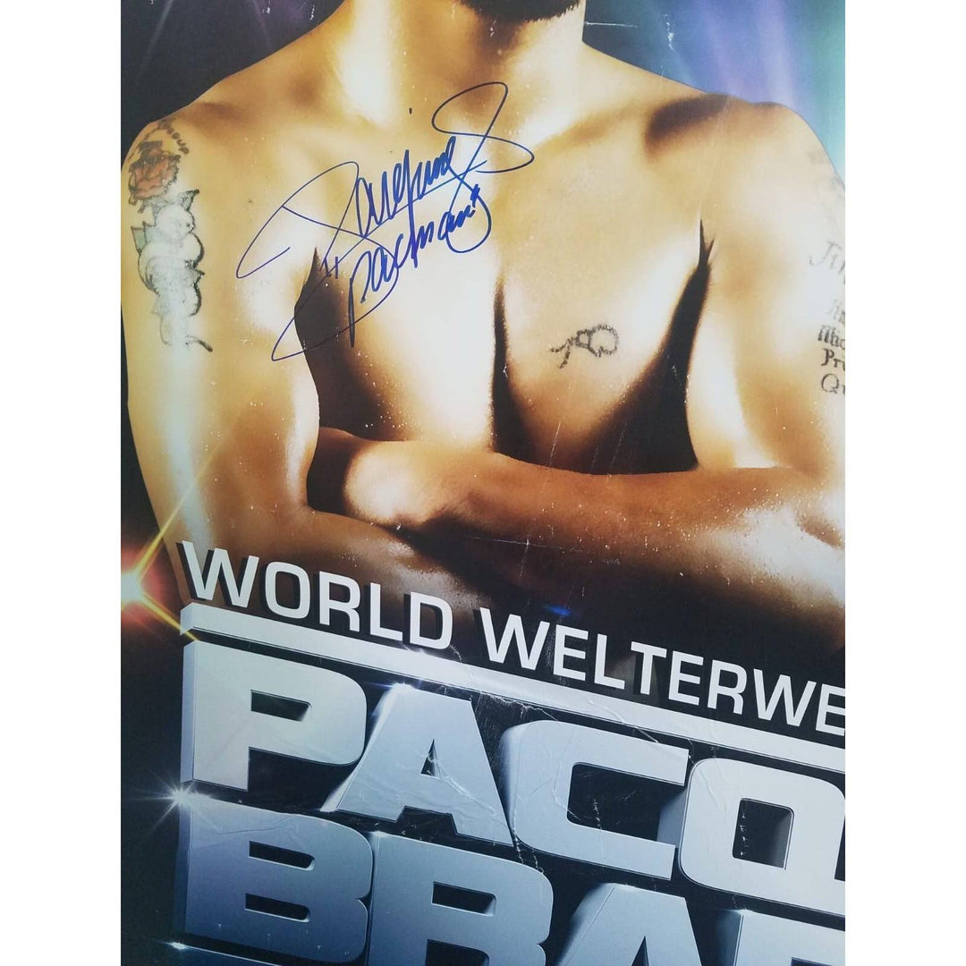 Manny Pacquiao & Timothy Bradley signed fight poster with proof