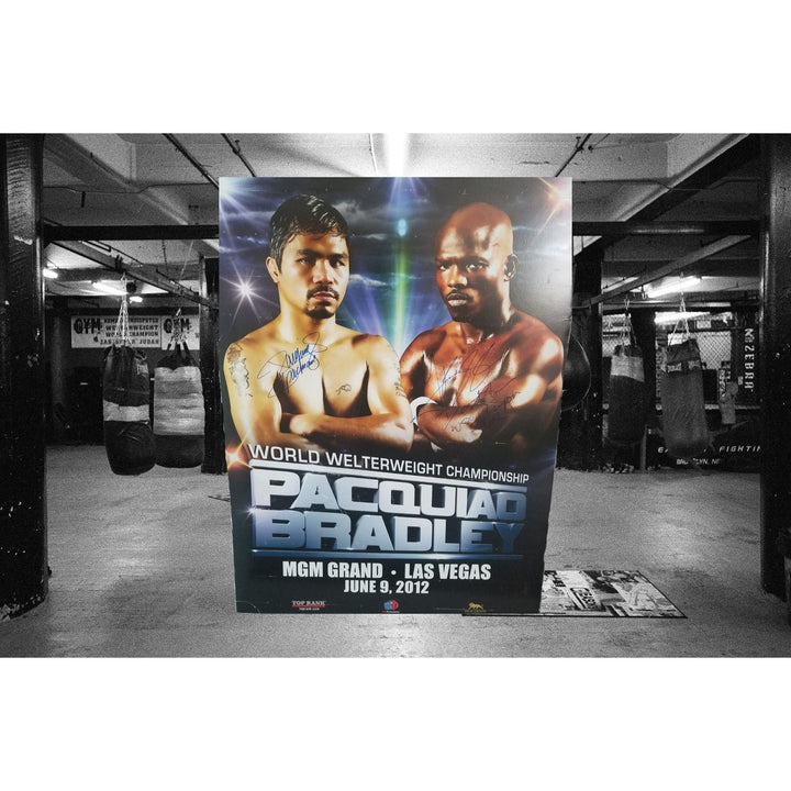 Manny Pacquiao & Timothy Bradley signed fight poster with proof