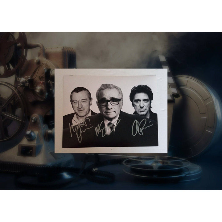 Martin Scorsese, Robert De Niro and Al Pacino 8 by 10 signed photo with proof