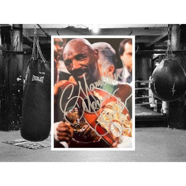 Marvelous Marvin Hagler 5 x 7 photo signed with proof