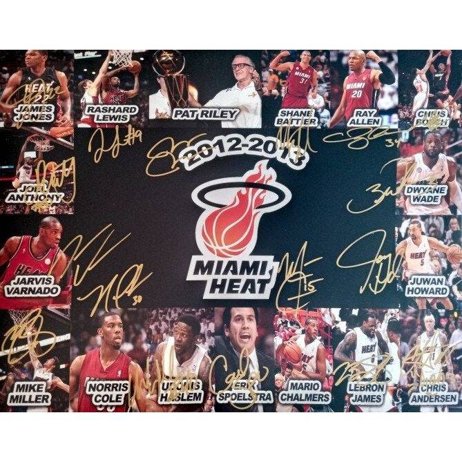 Miami Heat Dwyane Wade Chris Bosh Ray Allen LeBron James 16 x 20 photo signed